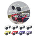 A variety of Malibu Basic Sunglasses in white, red, yellow, and purple on a grey background and rocky surface. A variety of Malibu Basic Sunglasses in white, red, yellow, and purple on a grey background and rocky surface.