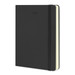 A black 2026 daily planner with a soft cover and an elastic band. Features cream-coloured pages.