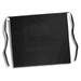 A black full-length waist apron featuring a front pocket and long ties. Includes a logo on the design.