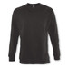 A black unisex crew jumper with a round neckline and long sleeves, featuring a logo.
