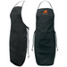 A black Ritz bib apron featuring a logo, with adjustable ties for a secure fit.