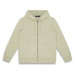 A light green unisex hoodie with a zip front, drawstring hood, and front pockets. Features a logo.
