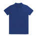 A royal blue polo shirt featuring a classic collar and short sleeves, with a logo on the breast.
