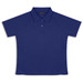 A navy blue women's polo shirt with a collar and short sleeves, featuring a logo on the chest.