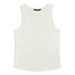 A white men's tank top with a simple design and a logo on the label.
