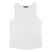 A white men's tank top featuring a simple design and a logo on the label.