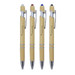 A set of four Napoli Bamboo Pens in natural bamboo with black, blue, red, and green ink options. Each pen features a silver clip and branding.