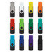 A range of Helix 8GB dual flash drives in various colours, featuring a black base with a swivel lid.