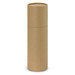 A drink bottle in a cylindrical cardboard packaging, featuring a textured, plain brown surface.