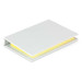 A sticky note pad featuring a yellow pad encased in a sleek white cover.