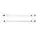 A white stylus pen with a rounded tip and a clear cap, featuring a silver band. Two pens are displayed. A white stylus pen with a rounded tip and a clear cap, featuring a silver band. Two pens are displayed.