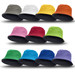 A collection of reversible bucket hats in various colours including grey, white, orange, yellow, pink, red, green, and blue, featuring a black brim. A collection of reversible bucket hats in various colours including grey, white, orange, yellow, pink, red, green, and blue, featuring a black brim.