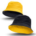 A reversible bucket hat featuring yellow and black colours, with a simple logo on one side. A reversible bucket hat featuring yellow and black colours, with a simple logo on one side.