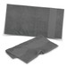 A grey fitness towel set, featuring a large towel and a smaller towel, with a sleek design and a logo.