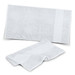 A white gym towel set displayed with a larger towel and a smaller hand towel, featuring a simple design.