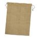 A large, natural jute produce bag with a drawstring closure, made from durable, eco-friendly material. A large, natural jute produce bag with a drawstring closure, made from durable, eco-friendly material.
