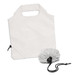 A white reusable grocery bag with a foldaway feature, accompanied by a matching storage pouch. A white reusable grocery bag with a foldaway feature, accompanied by a matching storage pouch.
