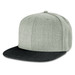 A Chisel Flat Peak Cap featuring a light grey textured top and a black flat brim. A Chisel Flat Peak Cap featuring a light grey textured top and a black flat brim.