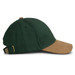 A green and tan Outback Suede Peak Cap featuring a suede visor and an adjustable strap at the back.