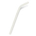 A silicone drinking straw in a light cream colour, featuring a slight bend. The product has a logo on it. A silicone drinking straw in a light cream colour, featuring a slight bend. The product has a logo on it.