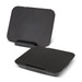 A Lynx Wireless Charging Stand in a sleek black design, featuring a flat surface and a small dock for device placement. A Lynx Wireless Charging Stand in a sleek black design, featuring a flat surface and a small dock for device placement.