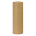 A drink bottle in a cylindrical, unbranded brown cardboard packaging, with a flat lid. A drink bottle in a cylindrical, unbranded brown cardboard packaging, with a flat lid.
