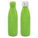 A drink bottle featuring a vibrant green powder-coated finish with a metallic silver cap and a branding logo. A drink bottle featuring a vibrant green powder-coated finish with a metallic silver cap and a branding logo.