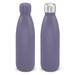 A drink bottle featuring a matte purple finish and a stainless steel screw-on lid, with a logo on the side. A drink bottle featuring a matte purple finish and a stainless steel screw-on lid, with a logo on the side.
