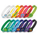 A collection of silicone wristbands in various colours, featuring logos and designs, displayed in an organised arrangement. A collection of silicone wristbands in various colours, featuring logos and designs, displayed in an organised arrangement.