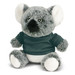 A grey koala plush toy wearing a dark green shirt, featuring soft fur and a cheerful expression. A grey koala plush toy wearing a dark green shirt, featuring soft fur and a cheerful expression.