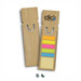 A bamboo ruler bookmark featuring coloured sticky notes and a branding logo, in a natural wood finish. A bamboo ruler bookmark featuring coloured sticky notes and a branding logo, in a natural wood finish.