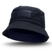 A navy bucket hat with a patch area, featuring a wide brim and a relaxed fit. A navy bucket hat with a patch area, featuring a wide brim and a relaxed fit.