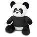 A cuddly panda plush toy featuring a black and white design and wearing a black shirt, with a friendly expression. A cuddly panda plush toy featuring a black and white design and wearing a black shirt, with a friendly expression.