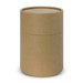 A cylindrical cardboard packaging in a brown kraft colour, featuring a removable lid. A cylindrical cardboard packaging in a brown kraft colour, featuring a removable lid.