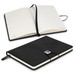A black Pierre Cardin Biarritz notebook with an open and closed view, featuring lined pages and a logo. A black Pierre Cardin Biarritz notebook with an open and closed view, featuring lined pages and a logo.