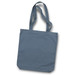 A grey canvas tote bag with two sturdy handles and a simple design, featuring a logo.