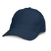 A navy blue cap featuring a curved peak and an adjustable strap at the back, with a logo on the front.