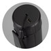 A black rechargeable torch with a charging port on the top and a strap for easy carrying.