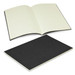 A medium black notebook with lined pages, featuring a soft cover and an open spread displaying blank lines. A medium black notebook with lined pages, featuring a soft cover and an open spread displaying blank lines.