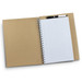 A spiral-bound notebook with a plain white writing surface and a brown cardboard cover, includes black markers. A spiral-bound notebook with a plain white writing surface and a brown cardboard cover, includes black markers.