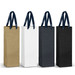A collection of four champagne ribbon handle paper bags in gold, white, navy, and black, each with matching ribbon handles. A collection of four champagne ribbon handle paper bags in gold, white, navy, and black, each with matching ribbon handles.