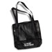 A black mesh sports tote bag with two shoulder straps and a logo on the front.