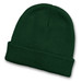 A dark green beanie with a cuffed design, featuring a textured knit pattern and a small logo. A dark green beanie with a cuffed design, featuring a textured knit pattern and a small logo.