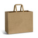 A large flat handle paper bag in brown, featuring two sturdy handles for easy carrying. A large flat handle paper bag in brown, featuring two sturdy handles for easy carrying.