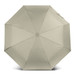 A compact umbrella in a light khaki colour with an octagonal shape and a central opening mechanism. It has a logo. A compact umbrella in a light khaki colour with an octagonal shape and a central opening mechanism. It has a logo.