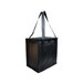 A black cooler bag with sturdy handles and a rectangular shape, designed for carrying and keeping items cold.