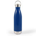 A drink bottle with a sleek blue exterior and a stainless steel bottom, featuring a silver hanger lid for easy carrying. A drink bottle with a sleek blue exterior and a stainless steel bottom, featuring a silver hanger lid for easy carrying.