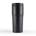 A drink bottle with a sleek, matte black finish and a black lid, featuring a rounded body and branded logo. A drink bottle with a sleek, matte black finish and a black lid, featuring a rounded body and branded logo.