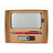 A cardboard gift set containing a power bank, a red pen, and a USB flash drive, all arranged neatly in a brown box. A cardboard gift set containing a power bank, a red pen, and a USB flash drive, all arranged neatly in a brown box.