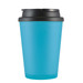 A coffee mug with a translucent blue body and a black handle lid. Ideal for enjoying beverages on the go. A coffee mug with a translucent blue body and a black handle lid. Ideal for enjoying beverages on the go.